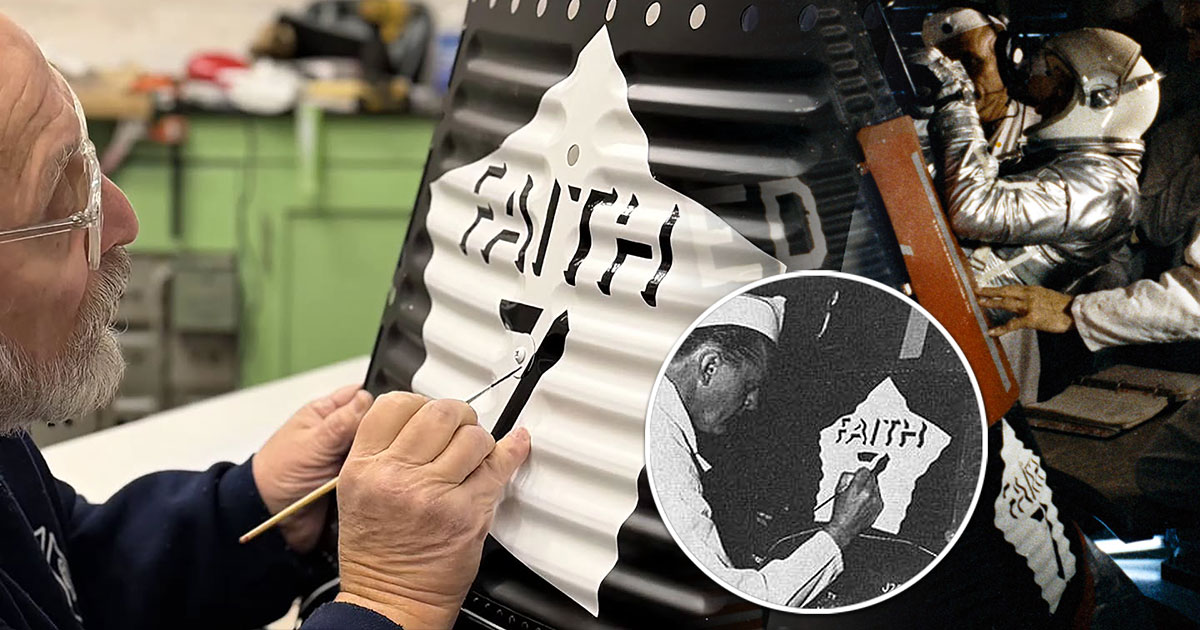 Vintage space gear supplier replicates Mercury capsule 'nose art' shingles