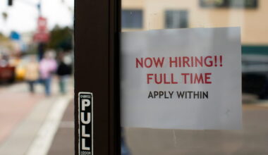 A retail store advertising a full time job on its open door in Oceanside, California, U.S., May 10, 2021. Photo by Mike Bl...