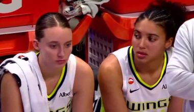 Paige Bueckers and Azzi Fudd on the bench