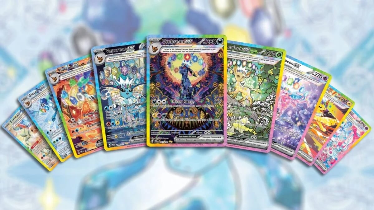Pokemon cards appear over a background.