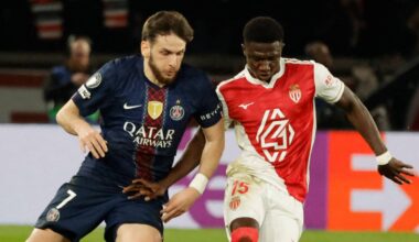 PSG winger Khvicha Kvaratskhelia, Monaco midfielder Lamine Camara