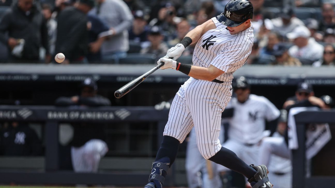 Yankees' Ben Rice leaves game with bruised left hand