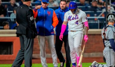 Alvarez set for MRI after injuring right knee in Mets' rout