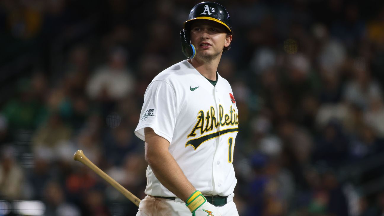 A's Nick Kurtz goes 0-for-4 as 48-game on-base streak ends