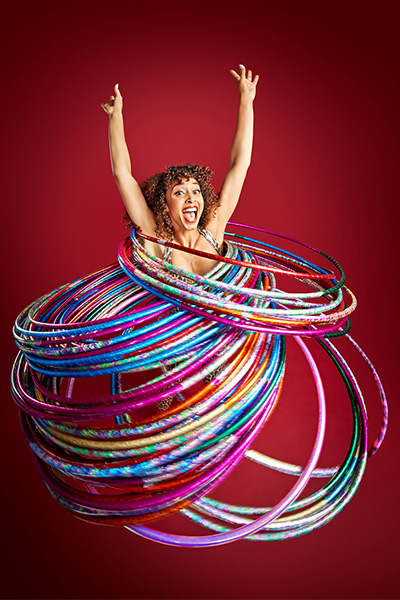woman with hula hoops