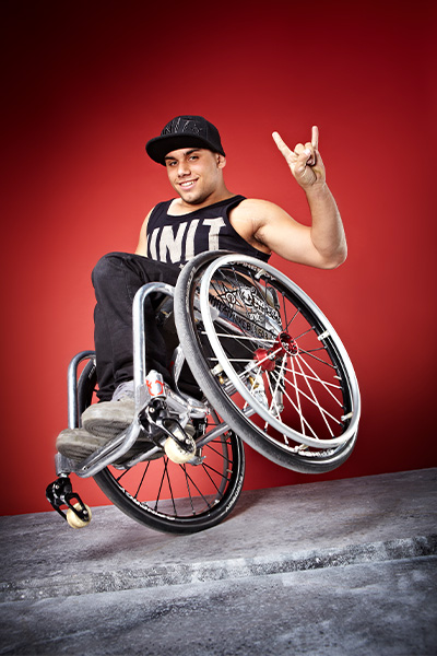 Aaron on wheelchair
