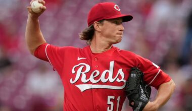 Cincinnati Reds pitcher Brady Singer throws during the third inning of a baseball game against the San Francisco Giants in Cincinnati, Tuesday, April 14, 2026. (AP Photo/Carolyn Kaster)