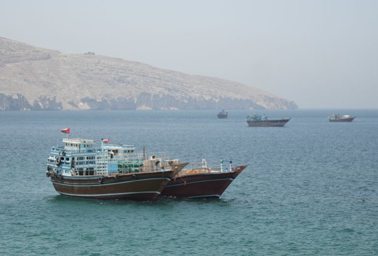Vessels in the Strait of Hormuz, Musandam, Oman, May 8, 2026. REUTERS/Stringer