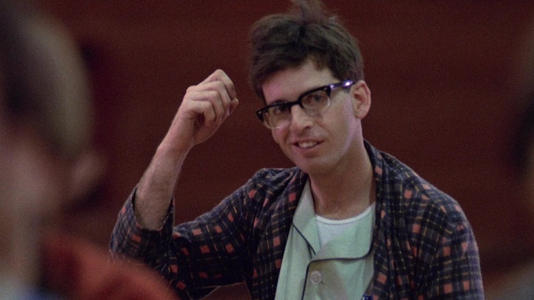 Lewis smiling in pajamas in Revenge of the Nerds