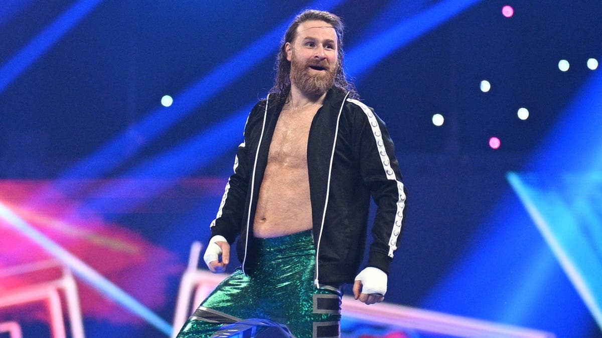 Sami Zayn making his entrance during SmackDown at Rupp Arena in Lexington, Kentucky