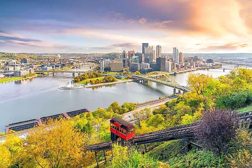 Pittsburgh, Pennsylvania at the confluence of three rivers