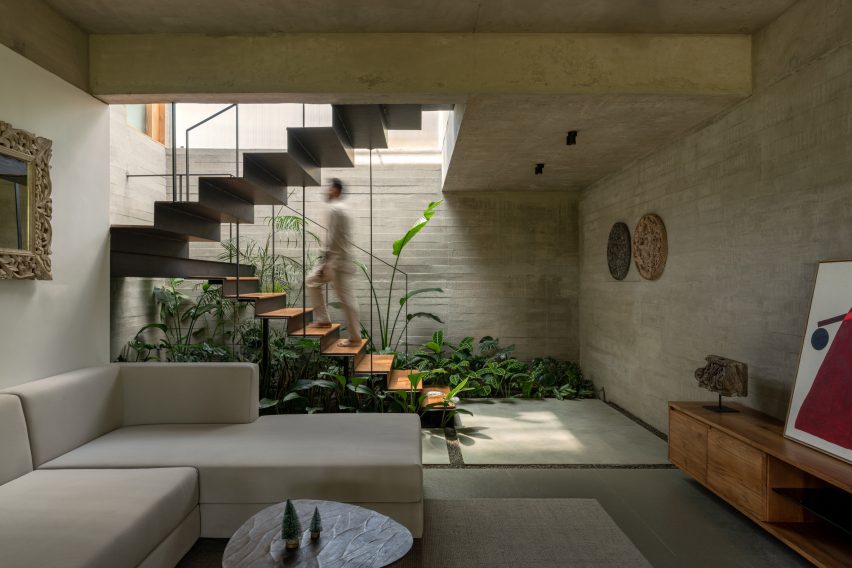 Concrete interior of Keralan home