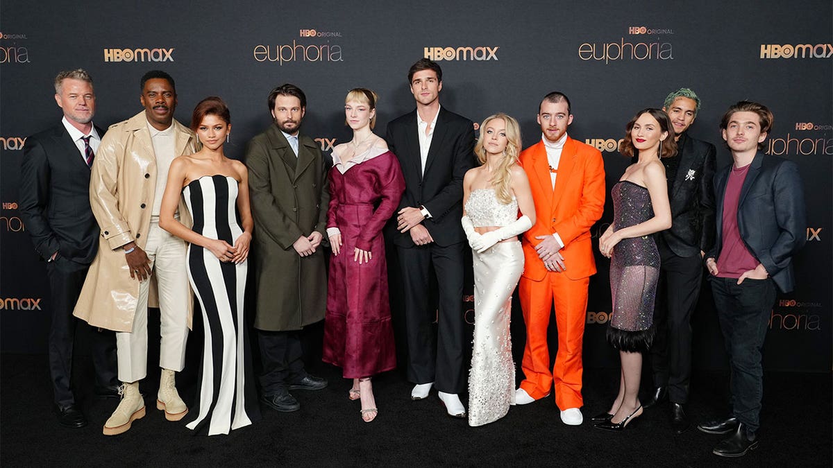 Sydney Sweeney posing at an event for Euphoria