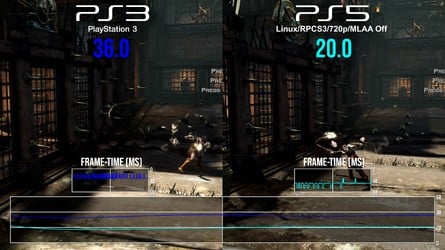 The more the SPUs were pushed on OG software, the more the PS5 emulation struggles. Even with SPU-intensive MLAA removed, God of War Ascension can't match original PS3 performance.