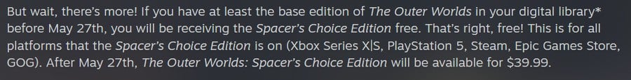 The Outer Worlds PS4 to PS5 Upgrade 2