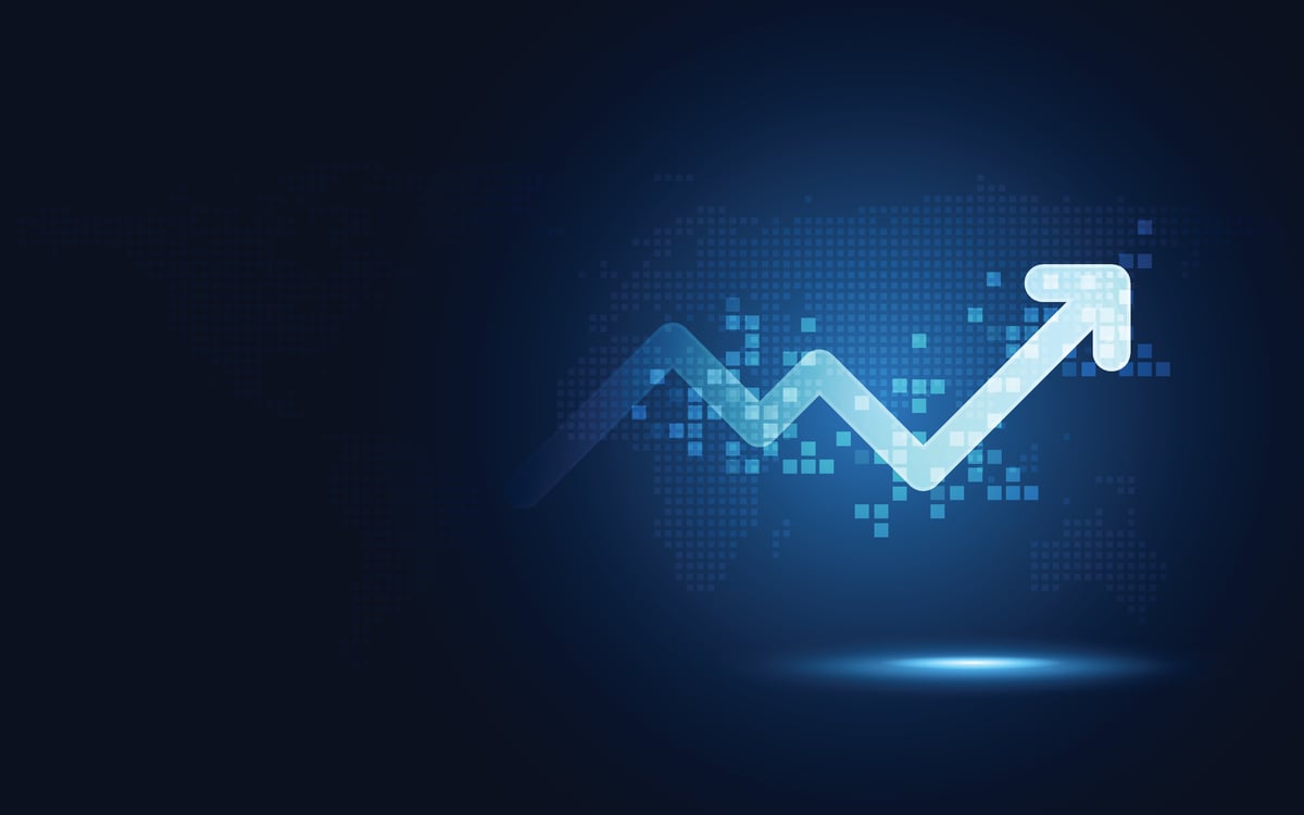 A chart highlighting an upward trend.