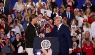 Jaxson Dart introduces Donald Trump at New York event