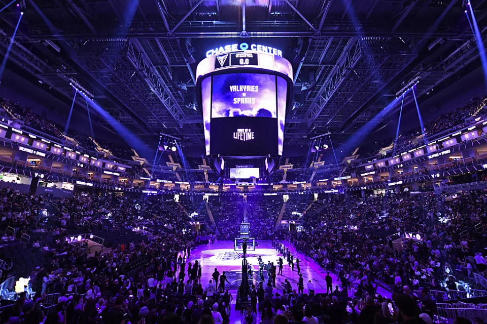 An overall view of Chase Center before the game between the Los Angeles Sparks and the Golden State Valkyries during the WNBA Preseason Game on May 6, 2025