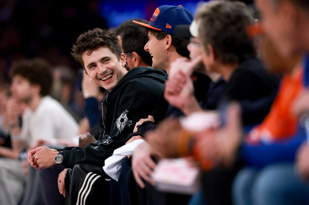 Timothée Chalamet attends the NBA Eastern Conference Finals between the New York Knicks and Cleveland Cavaliers