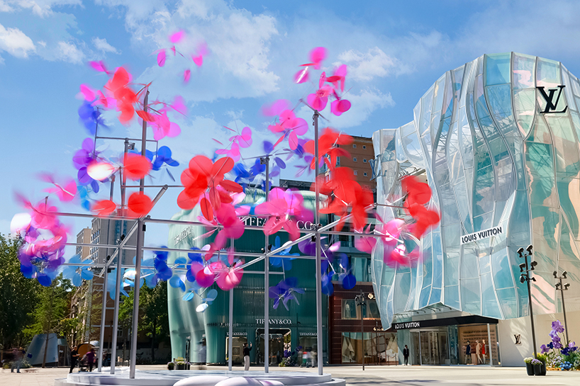kinetic translucent discs form vincent leroy’s chromatic cloud installation in beijing - 2