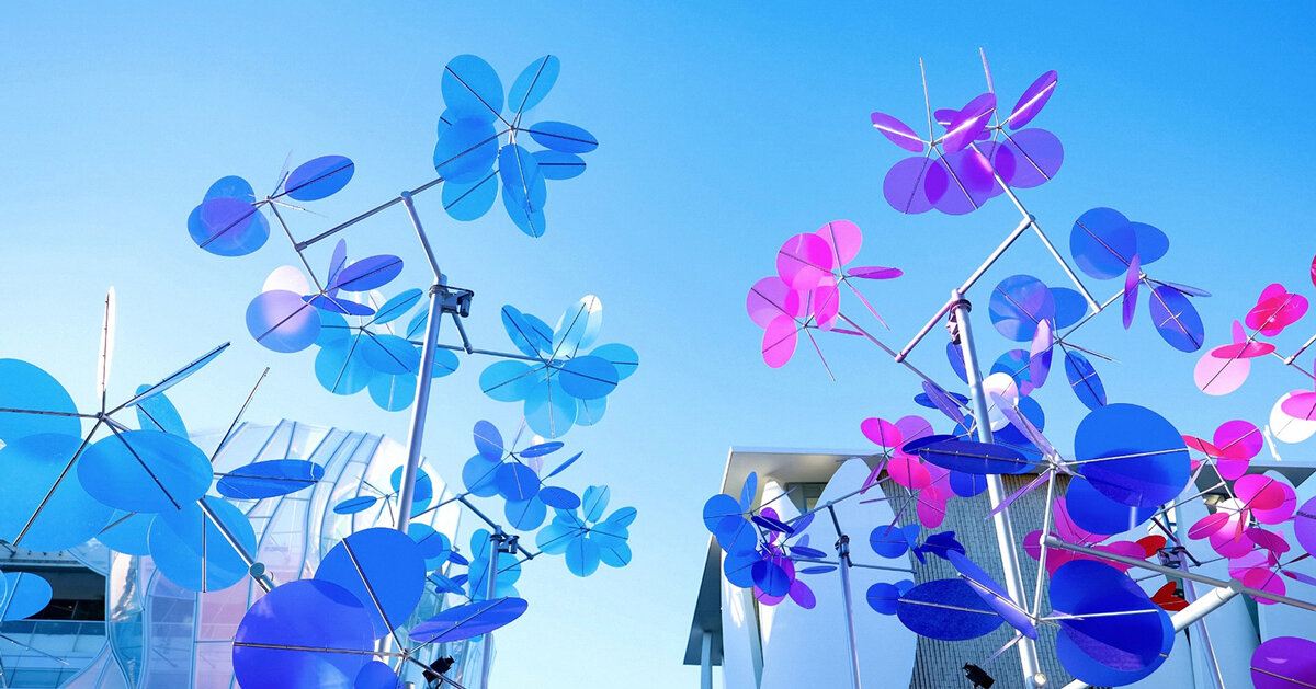 kinetic translucent discs form vincent leroy’s chromatic cloud installation in beijing