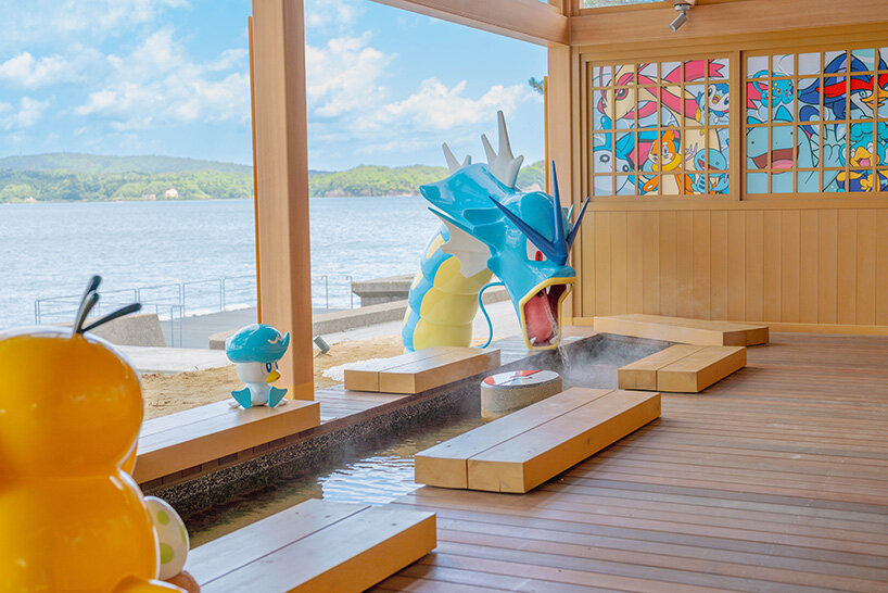 water-type pokémon characters splash into renovated seaside footbath in japan - 2
