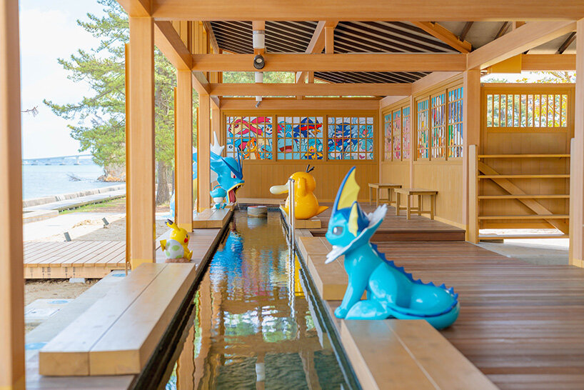water-type pokémon characters splash into renovated seaside footbath in japan - 3