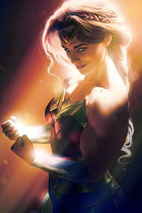 Wonder Woman Flexing in Variant Comic Cover by Rahzzah