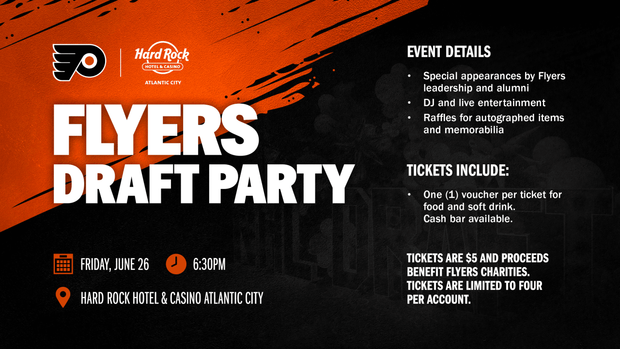 Philadelphia Flyers Announce 2026 Draft Party Hosted by Hard Rock Hotel & Casino Atlantic City