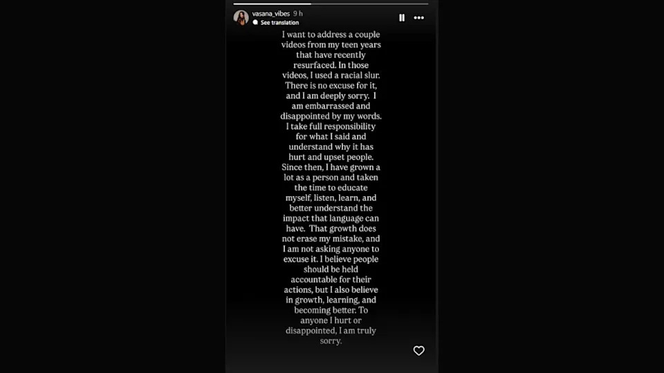 Vasana Montgamery Apology