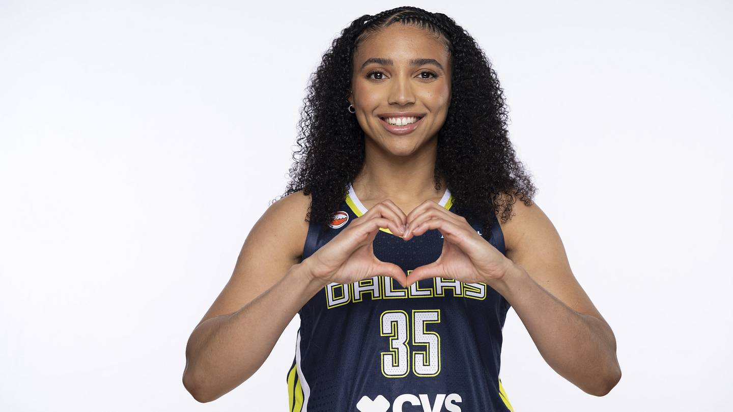 Apr 27, 2026; Arlington, TX, USA;  Dallas Wings guard Azzi Fudd (35) poses for a photo during the 2026 Dallas Wings media day at College Park Center. Mandatory Credit: Jerome Miron-Imagn Images