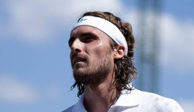 Stefanos Tsitsipas during his match