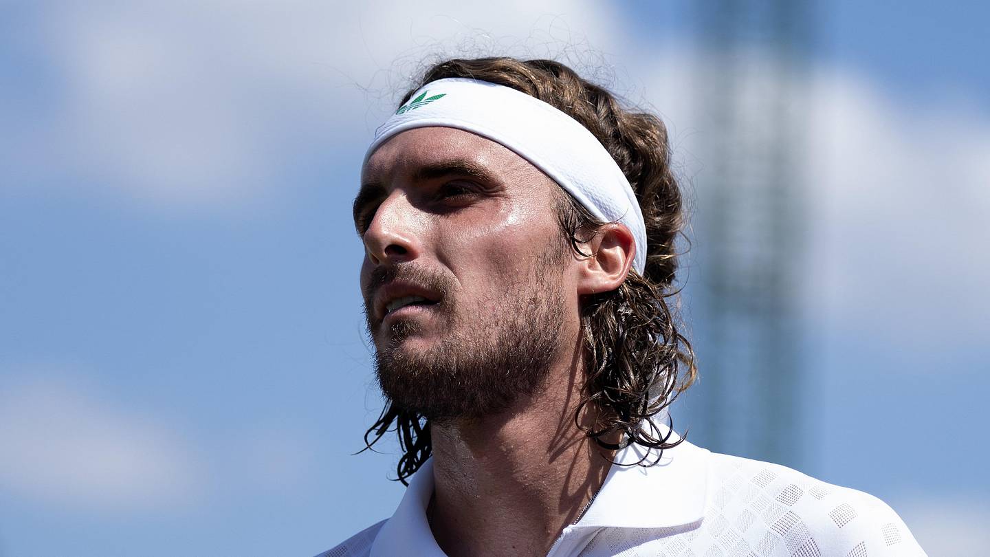 Stefanos Tsitsipas during his match