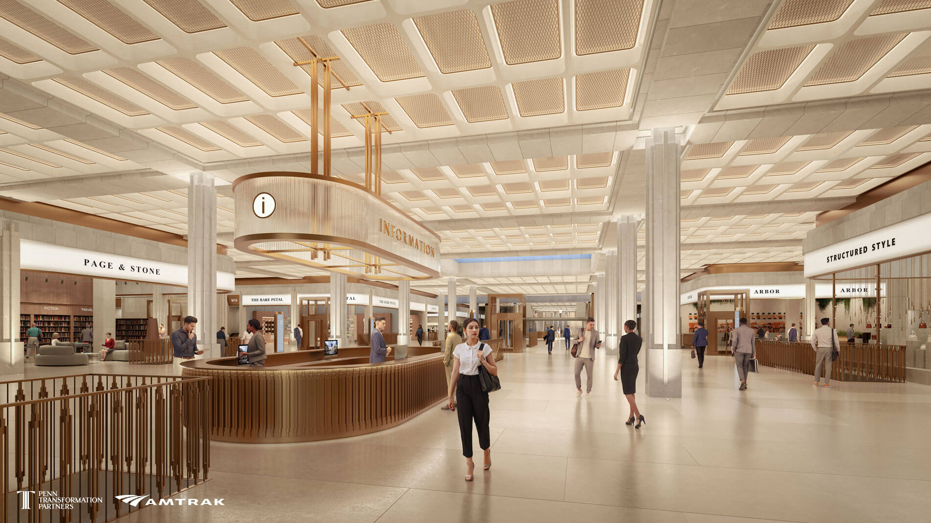 after view of 32nd Street corridor with kiosks and retail