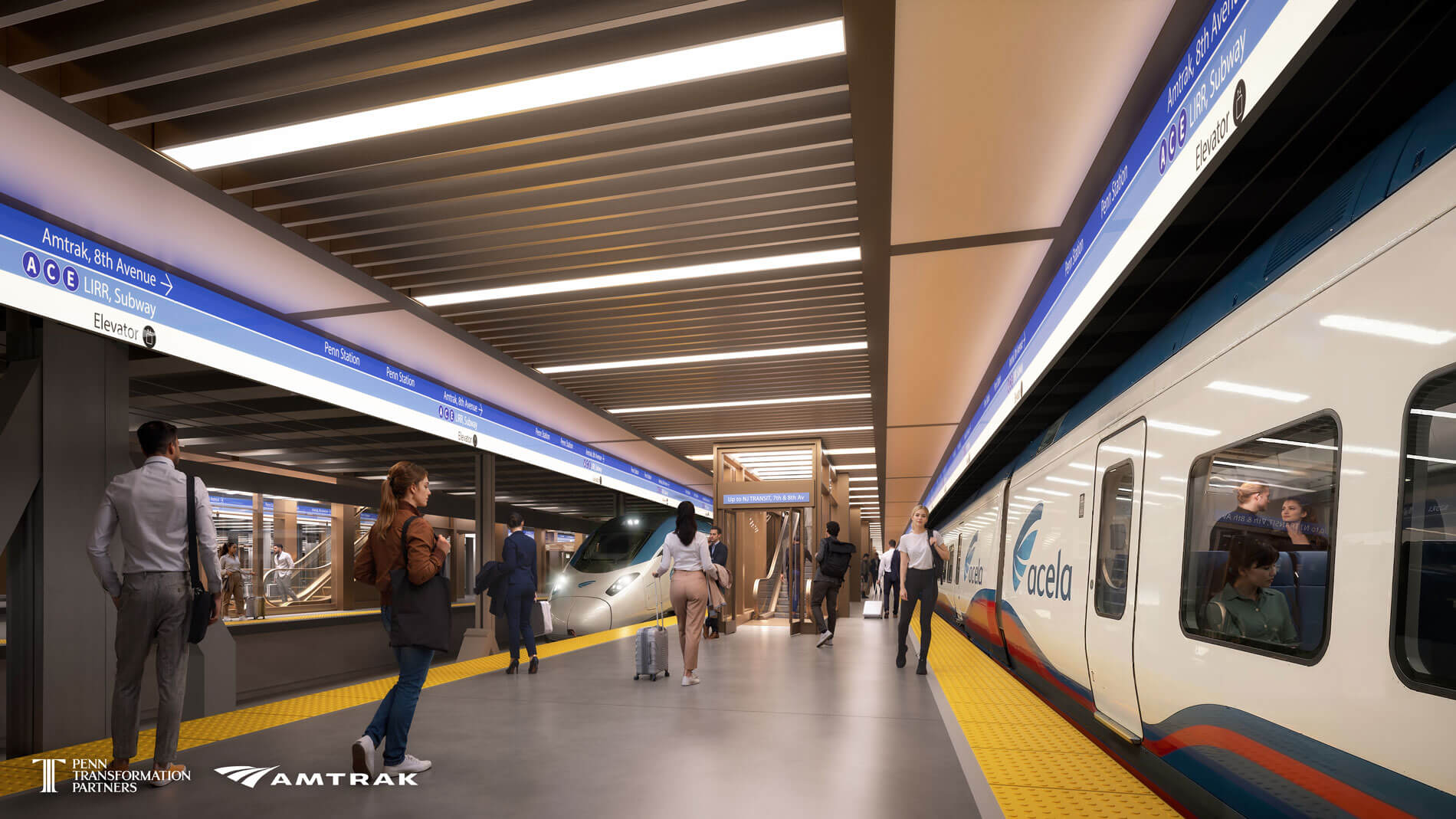 view of a track inside penn station after renovation 