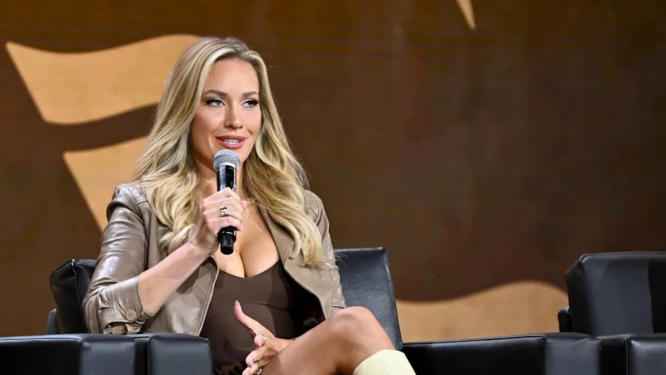 NEW YORK, NEW YORK - AUGUST 17: Paige Spiranac speaks onstage during the Fanatics Fest NYC 2024 at Jacob Javits Center on August 17, 2024 in New York City. (Photo by Roy Rochlin/Getty Images for Fanatics)Roy Rochlin/Getty Images