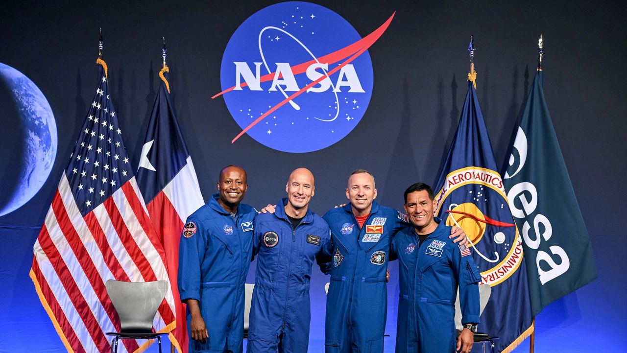 Artemis III's mission specialist Andre Douglas, pilot Luca Parmitano, Cmdr. Randy Bresnik and mission specialist Frank Rubio will be conducting various tests when they attempt to dock their Orion capsule with either SpaceX's Starship and/or Blue Origin's Blue Moon lunar landers. (NASA)