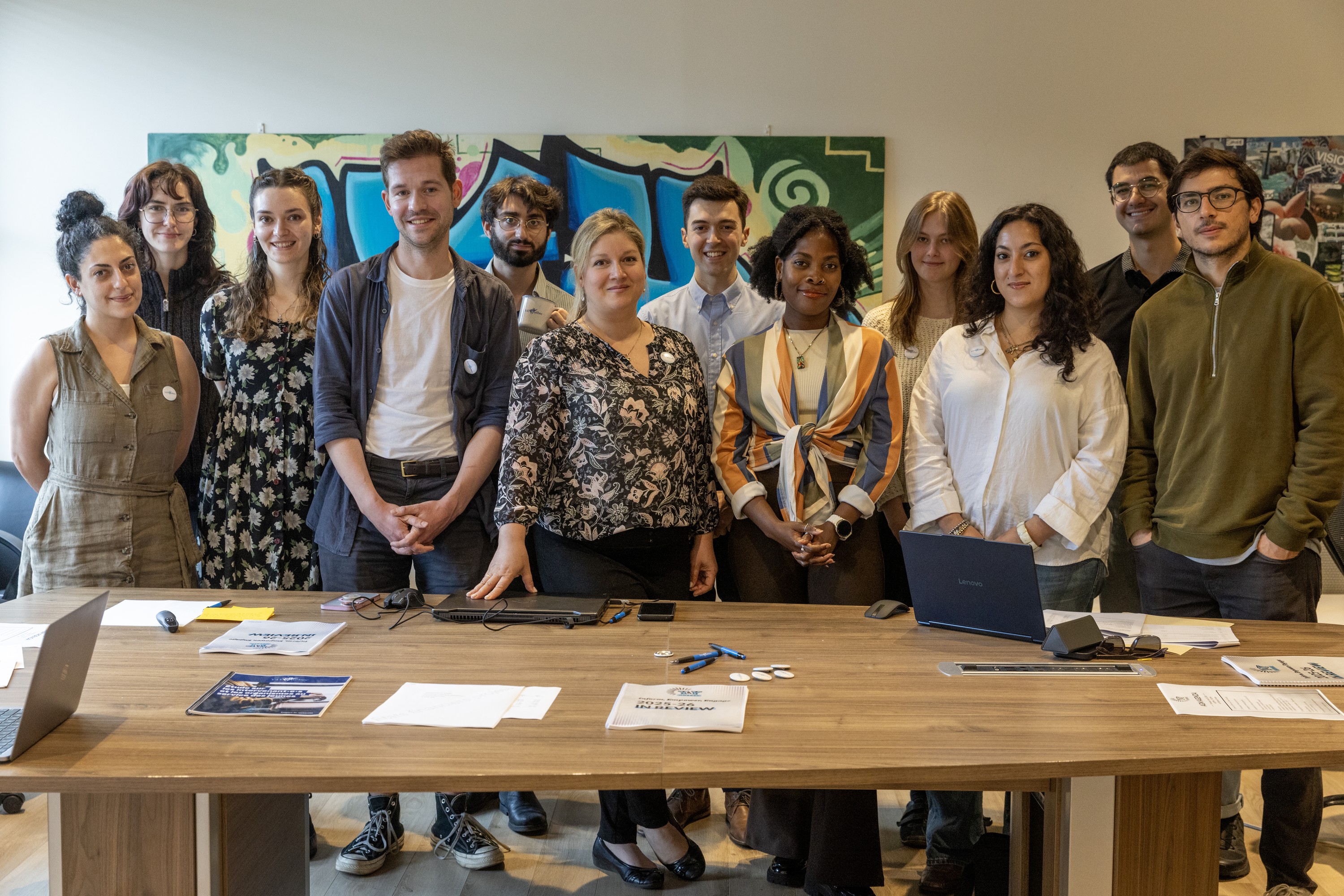 A group of young Quebec anglophones pose for a photograph.