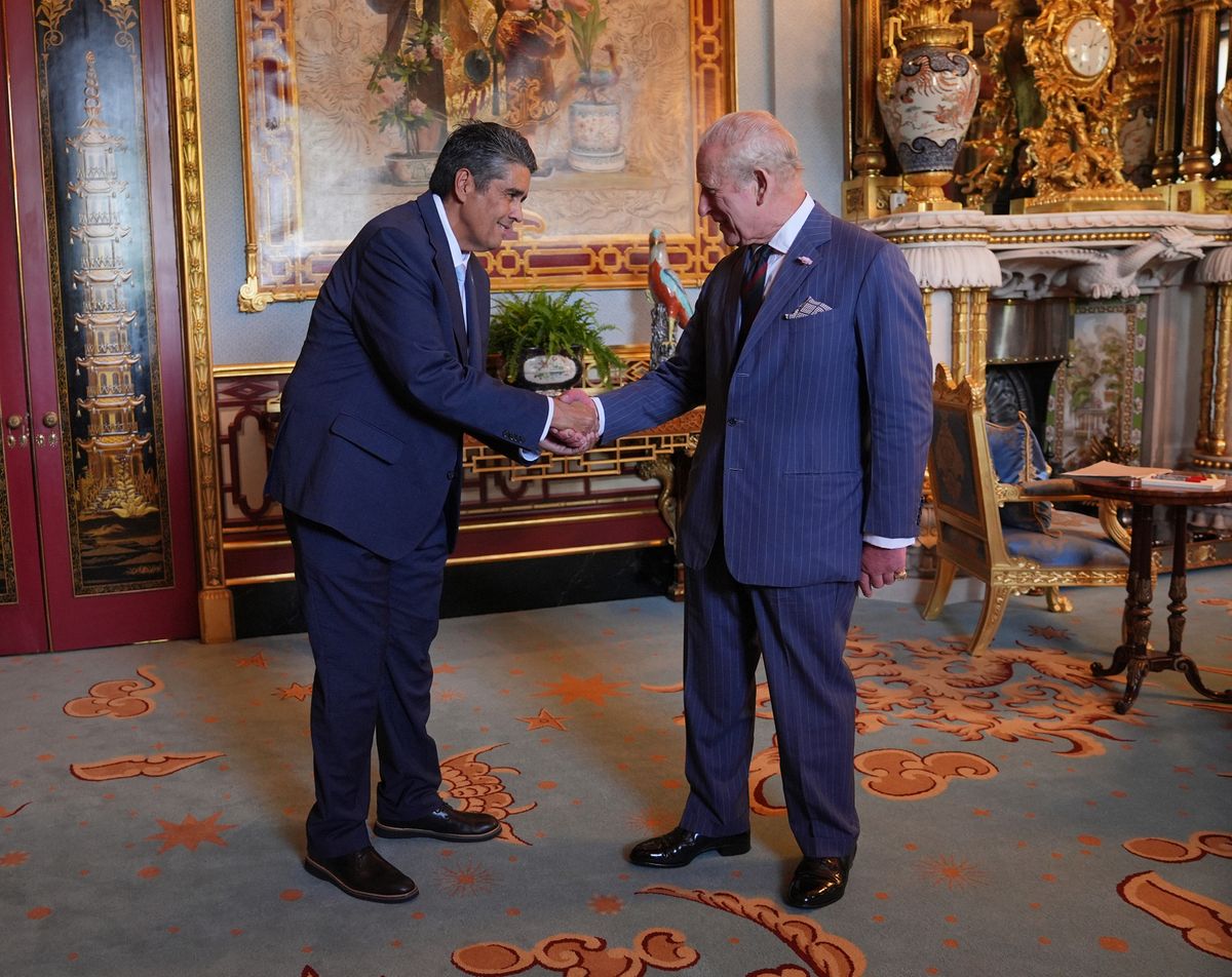 The King meeting Surangel S. Whipps, Jr, the President of Palau, at Buckingham Palace earlier this week 