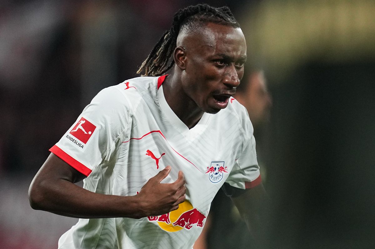 Yan Diomande (RB Leipzig) looks on during Matchday 31 1.Bundesliga: RB Leipzig and Union Berlin at Red Bull Arena, Leipzig, Germany on April 24 2026.