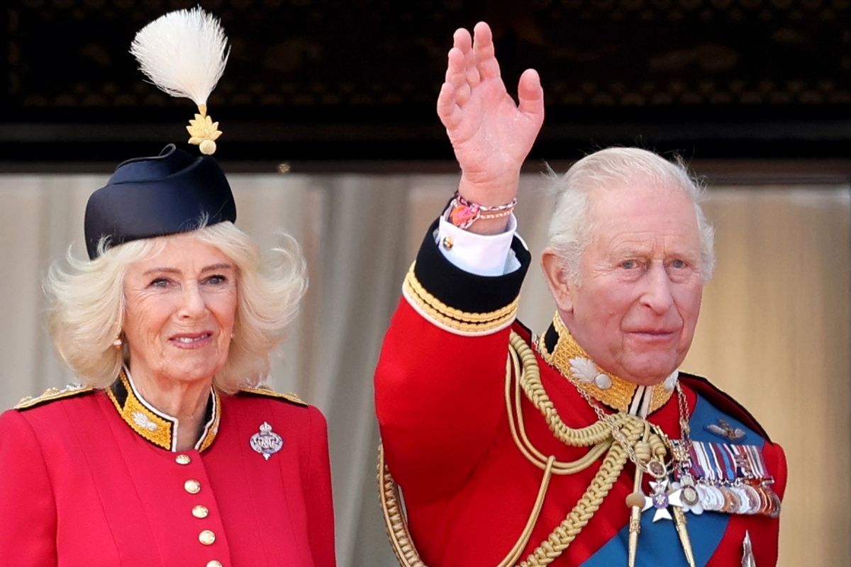 The King and Queen on the Buckingham Palace balcony earlier this month 