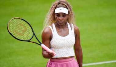 Serena Williams practises at Wimbledon ahead of grand slam return