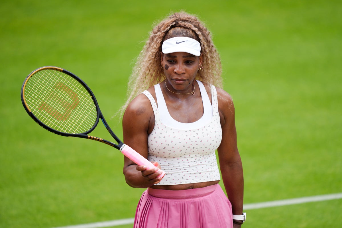 Serena Williams practises at Wimbledon ahead of grand slam return