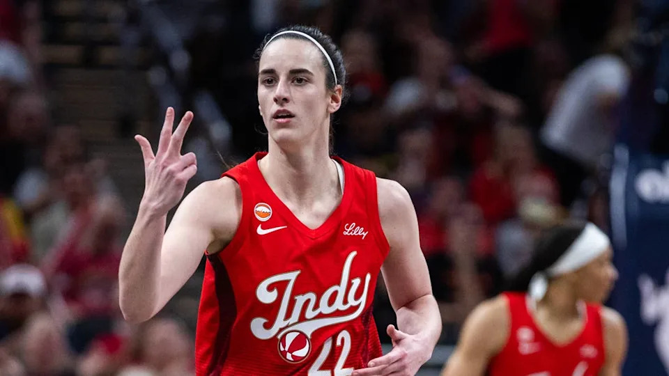 <a class="link " href="https://sports.yahoo.com/wnba/teams/indiana/" data-i13n="sec:content-canvas;subsec:anchor_text;elm:context_link" data-ylk="slk:Indiana Fever;sec:content-canvas;subsec:anchor_text;elm:context_link;itc:0" data-yga="{"yLinkElement":"context_link","yModuleName":"content-canvas","yLinkText":"Indiana Fever","ySubModuleName":"anchor_text","yHasCommerce":false}">Indiana Fever</a> guard Caitlin Clark.Trevor Ruszkowski-Imagn Images