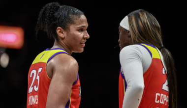 Alyssa Thomas and Kahleah Copper of the Phoenix Mercury WNBA