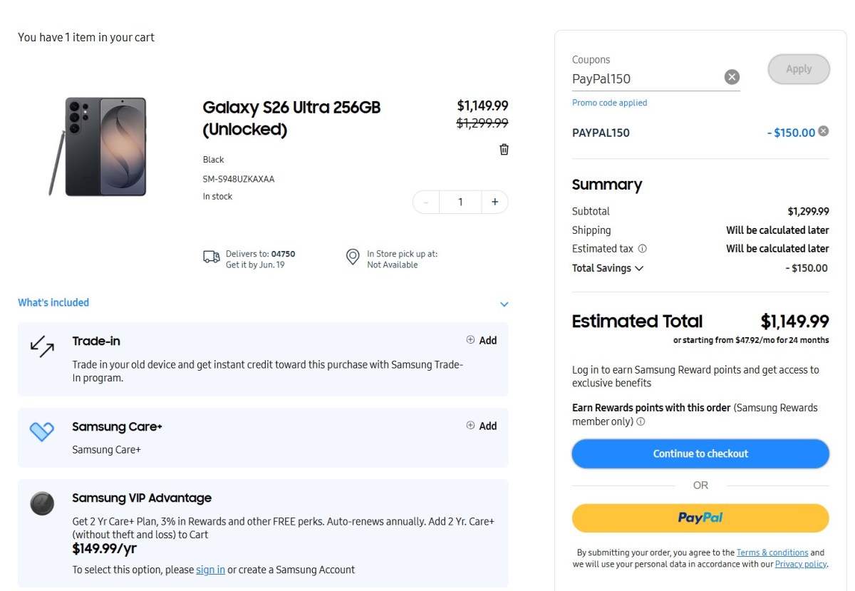 Here's how you can get $150 off the Galaxy S26 Ultra from Samsung.com
