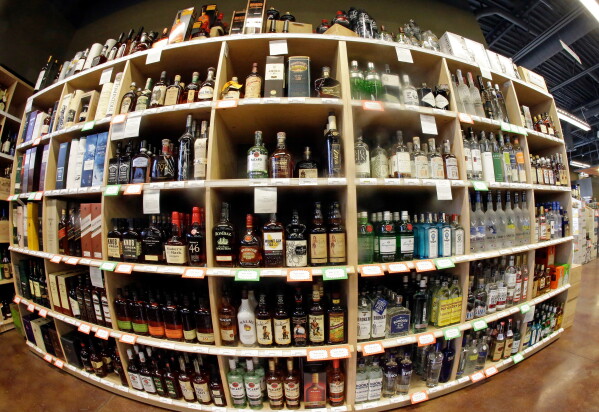 Bottles of alcohol during a tour of a state liquor store, in Salt Lake City, June 16, 2016. (AP Photo/Rick Bowmer, File)