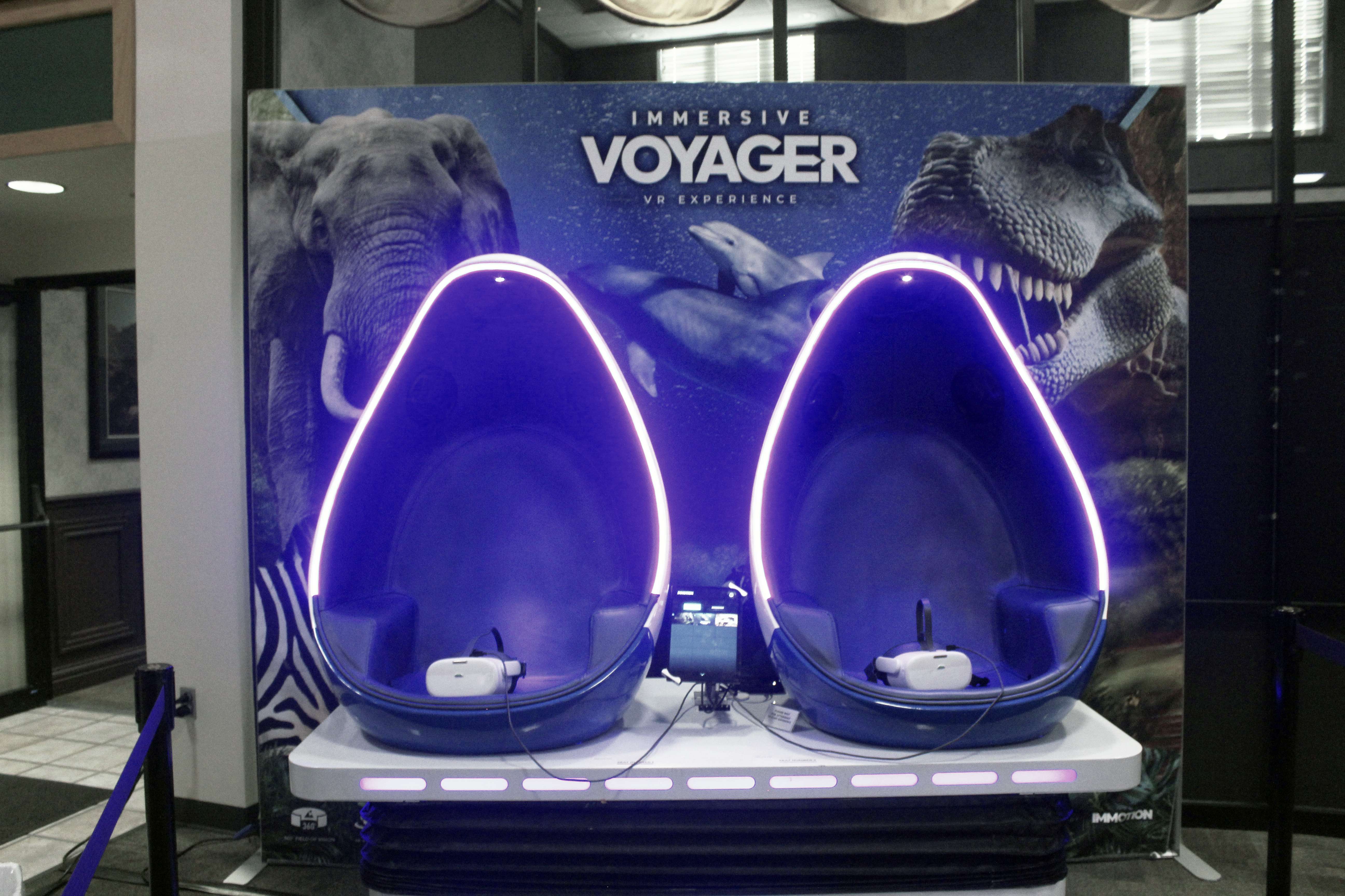 Sternberg Museum's new virtual reality experience includes three adventures: dolphins on the reef, the dinosaur experience or the African migration. Photo by Cristina Janney/Hays Post