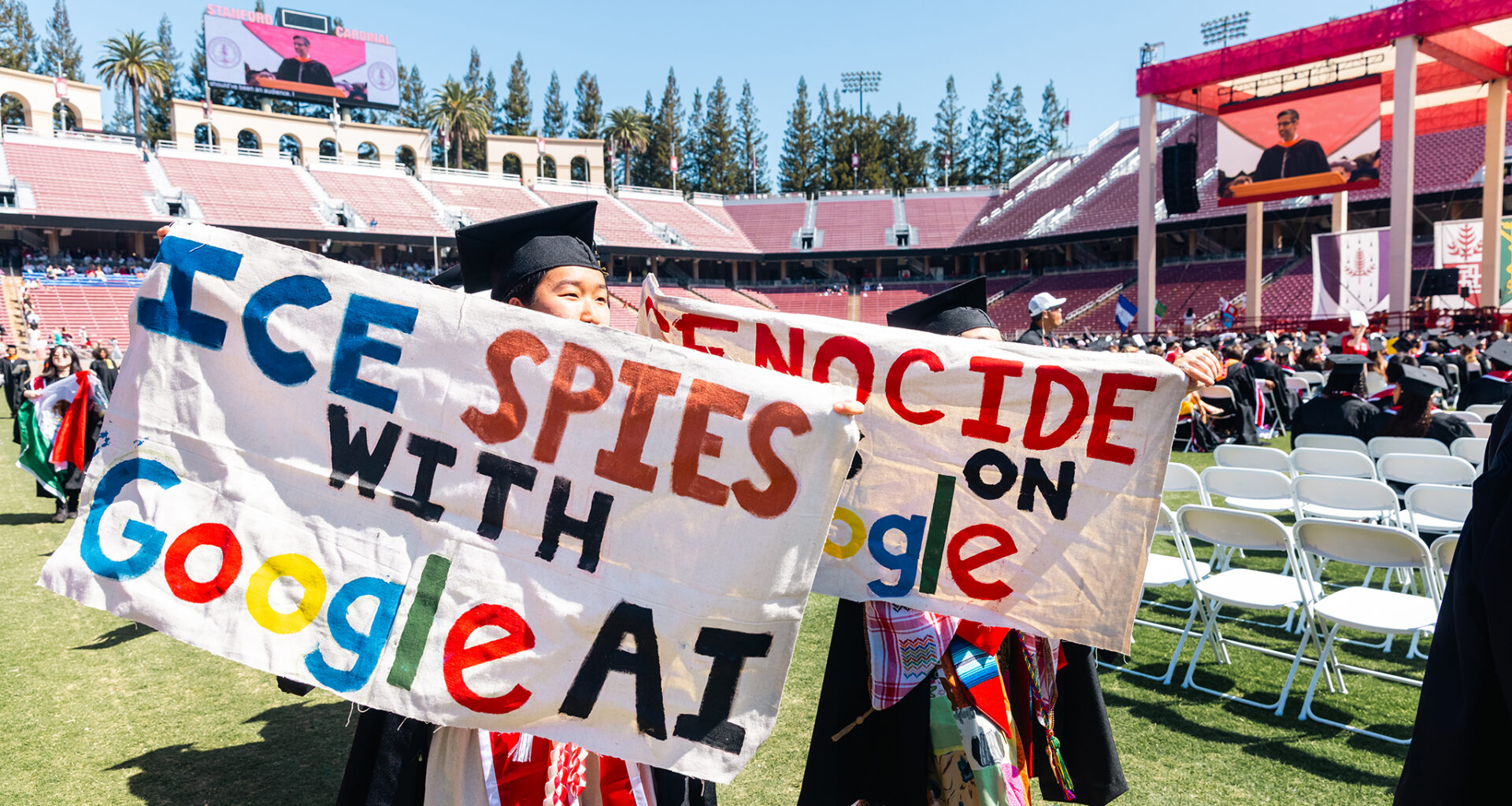 Around 200 Stanford students walk out as Google CEO takes stage
