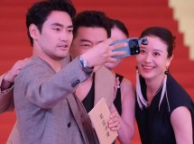SIFF attendees taking group selfies with the Honor Robot Phone